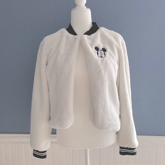 Disney Mickey Mouse Faux Fur Bomber Jacket - Picture 2 of 13